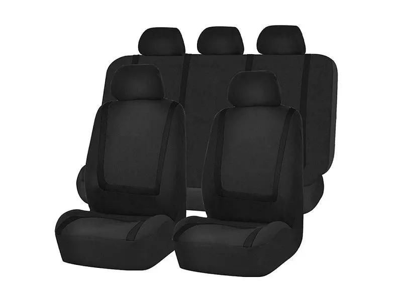 Car Seat Cover 5 Seater Full Set Front Rear Cushion Mat Protecto Polyester BLACK by dealonline.co.nz