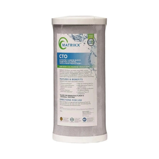 MATRIKX CTO Carbon Block Filter - 10" Jumbo 4.5", 5 or 1 Micron, PFAS and Chloramine Reduction NZ by Filtration Station NZ