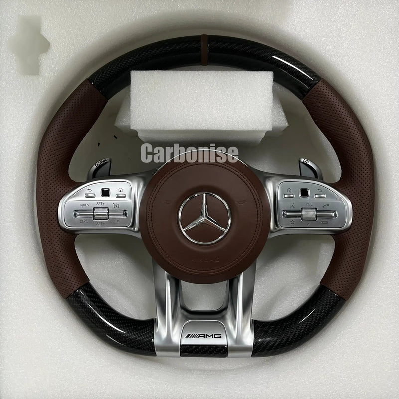 Mercedes-Benz Steering Wheel (Carbon Fiber+Perforated Leather) #10 by CARBONISE