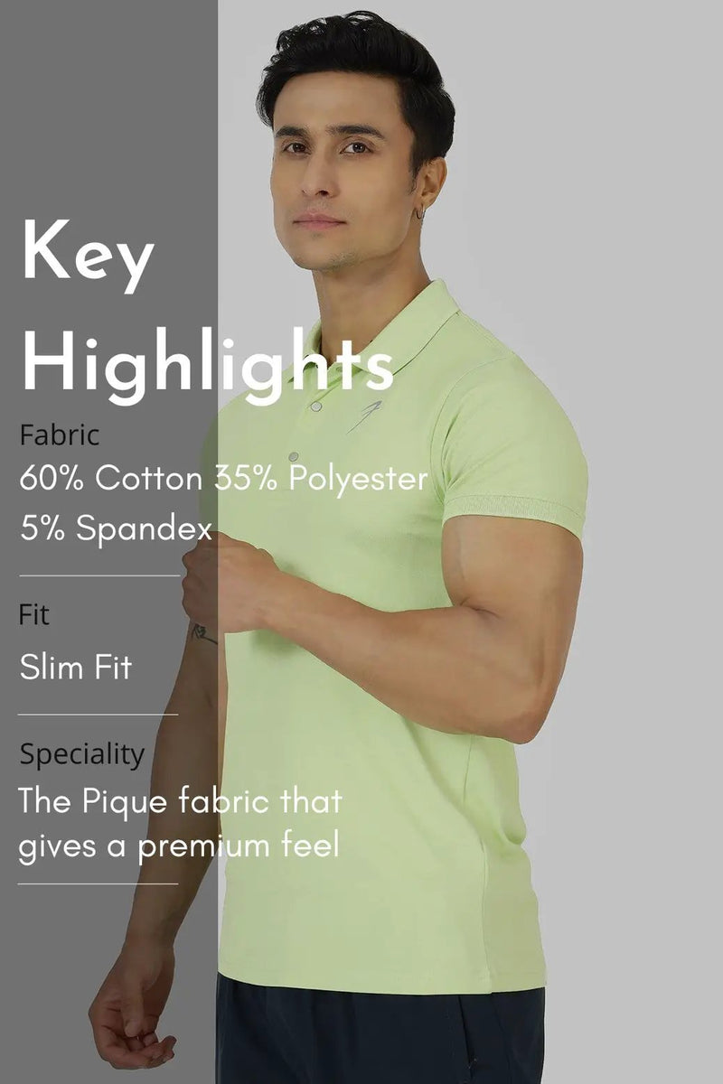 Aura Polo T-shirt Lime by Fuaark Nz