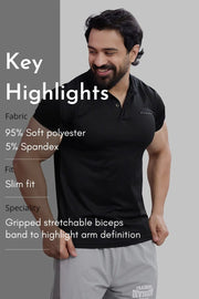 Wave Polo T-shirt Black by Fuaark Nz