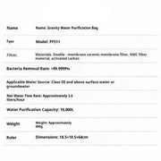 10L Gravity Water Filter Bag with 0.01μm Ultrafiltration by Habicare