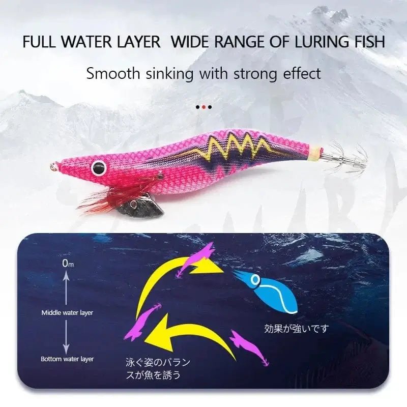 China China 10Pcs/Lot Luminous Squid Jig Hook Bait Shrimp Octopus Cuttlefish Lure Sinker Shrimp 2.5# 3.0# 3.5# Fishing Lures Lead Sinker