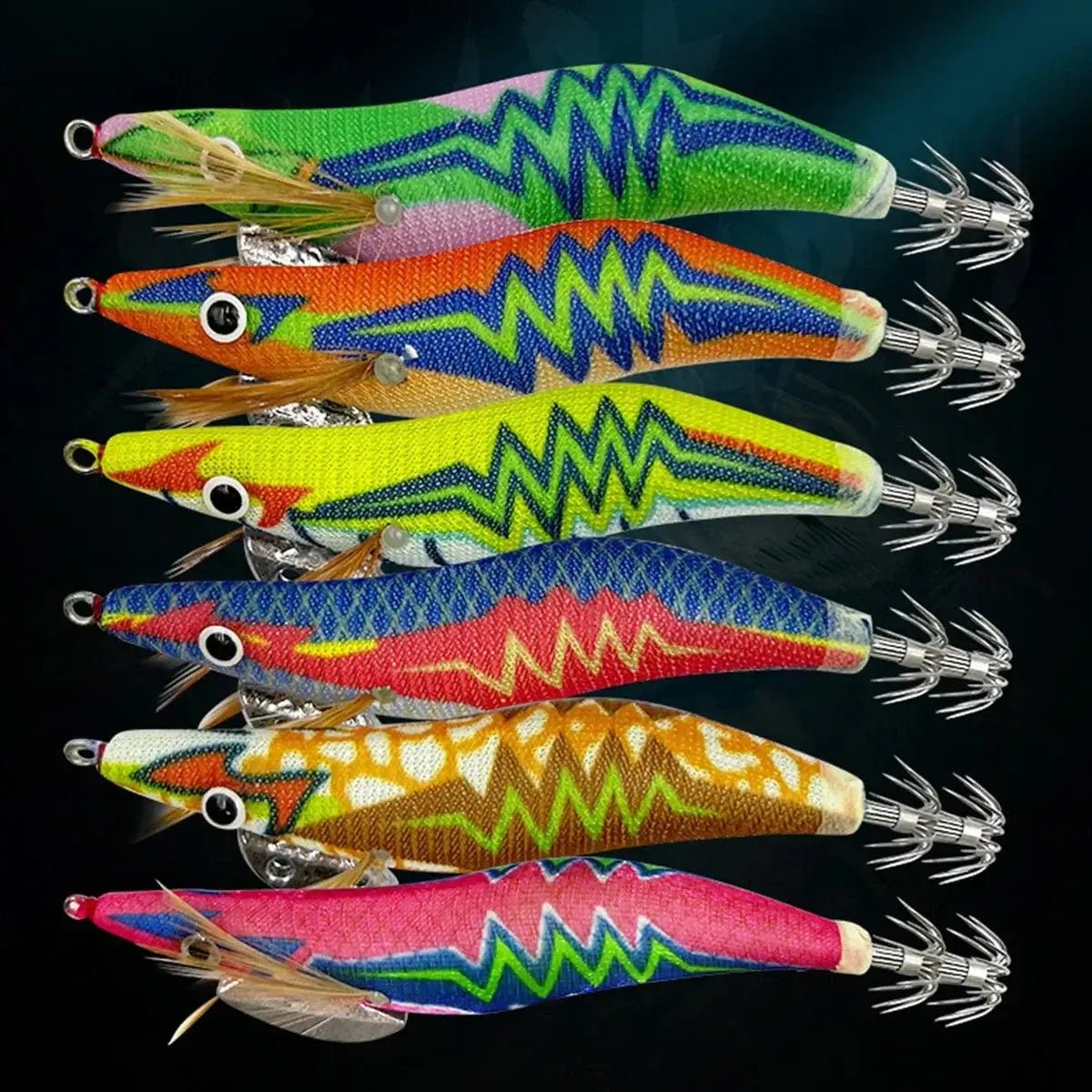 China China 10Pcs/Lot Luminous Squid Jig Hook Bait Shrimp Octopus Cuttlefish Lure Sinker Shrimp 2.5# 3.0# 3.5# Fishing Lures Lead Sinker