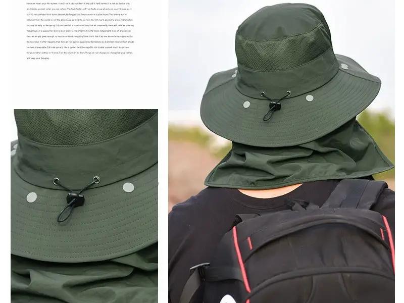 9073GREEN Sun HatS Wide Brim Bucket Outdoor Fishing Hiking Cap UV Protection by dealonline.co.nz