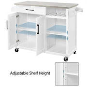 Kitchen Trolley Kitchen Island Cart with Stainless Steel Top & Storage by Yaheetech