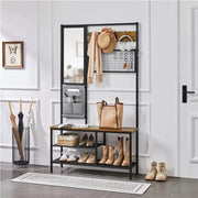 Six-in-one Hall Tree with Shoe Storage Bench/ Mirror/ Storage Bag/ Coat Rack by Yaheetech
