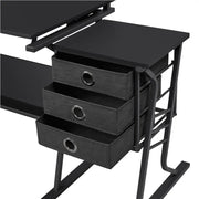 Drafting Table & Stool Set For Artists Tilting Tabletop with Additional Side Countertop by Yaheetech