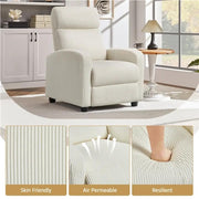 Recliner Chair Corduroy Recliner Sofa Adjustable Modern Single Reclining Chair by Yaheetech
