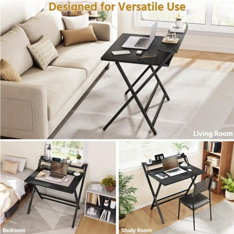 2-Tier Foldable Computer Desk w/ Monitor Shelf by Yaheetech