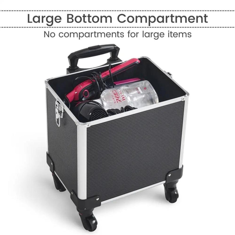 5-In-1 Professional Aluminum Rolling Cosmetic Makeup Train Cases Trolley by Yaheetech