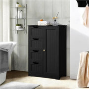 Wooden Bathroom Cabinet 4 Drawers & Cupboard Bathroom Storage Unit by Yaheetech