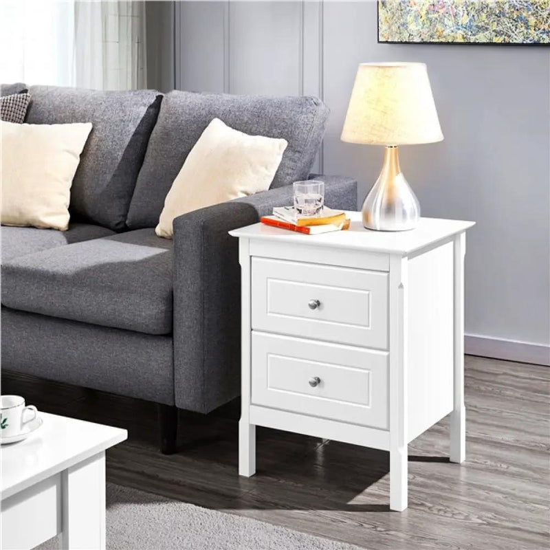 End Table Side Table Nightstand Bedside Table with 2 Drawers by Yaheetech