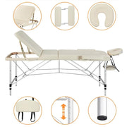 Adjustable 3 Fold Massage Bed Aluminum Alloy Massage Couch by Yaheetech