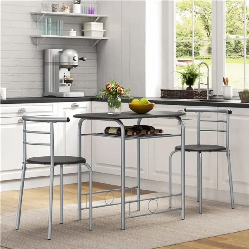 Modern Round Dining Table Set for 2 Dining Chairs by Yaheetech