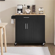 Kitchen Island Kitchen Trolley on Wheels with Drawers & Cabinet by Yaheetech