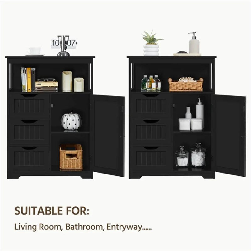 90cm Height Bathroom Floor Cabinet MDF Wooden Storage Organizer by Yaheetech