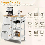 Kitchen Island with Wheels Kitchen Storage Serving Cart by Yaheetech