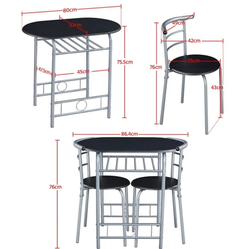 Modern Round Dining Table Set for 2 Dining Chairs by Yaheetech