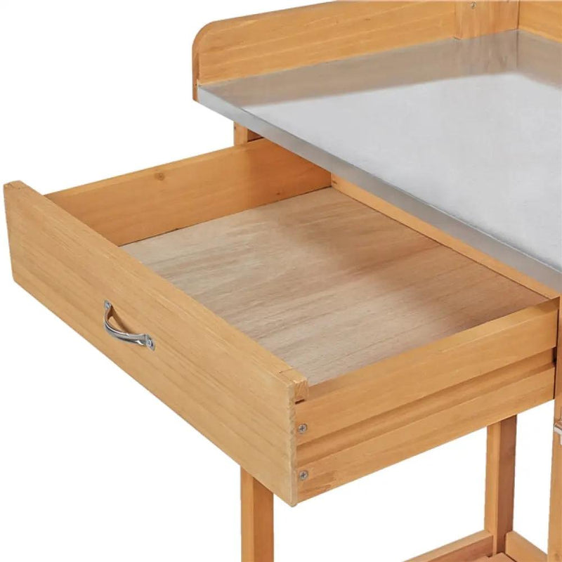 Outdoor Garden Potting Bench Table Work Bench Metal Tabletop by Yaheetech