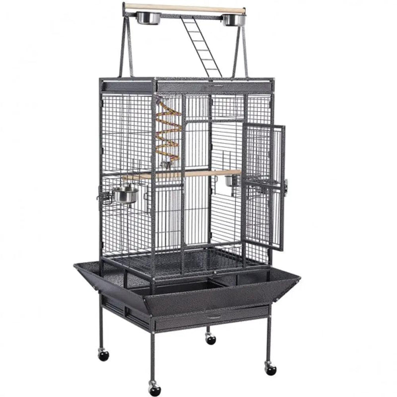 H68.5'' Play Top Parrot Cage Metal Rolling Bird Cage by Yaheetech
