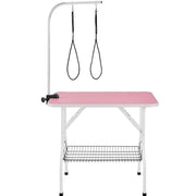 Dog Grooming Table with Basket Style Tool Shelf and Adjustable Arm Fold-up Pet Salon Table by Yaheetech