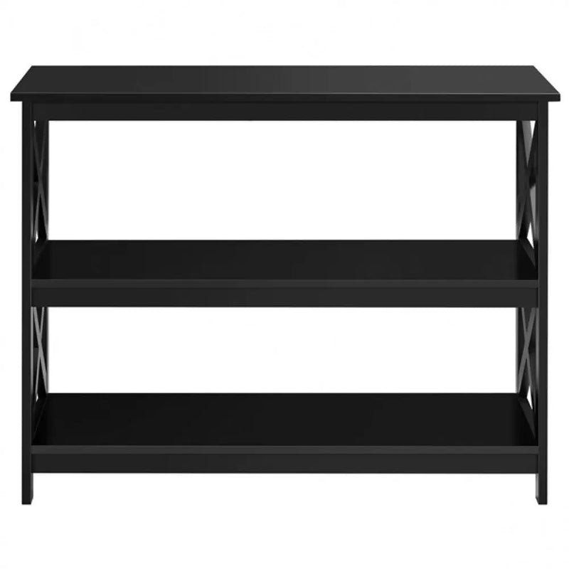 3-Tier Wooden Console Table Sofa Side Table with X-shape by Yaheetech