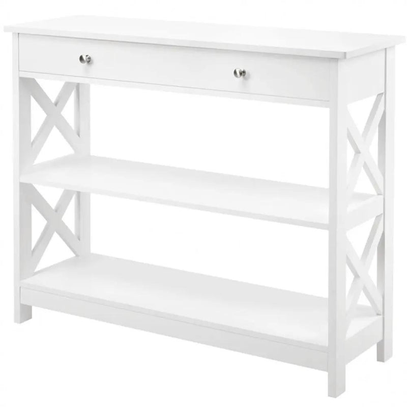 Wooden Console Table with 1 Drawer and 2 Open Shelves Versatile Entryway Table by Yaheetech