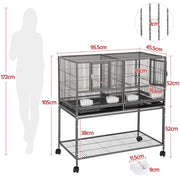 Stackable Wide Bird Cage Divided Breeder Cage by Yaheetech
