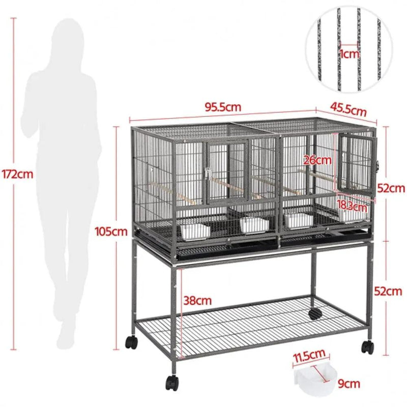 Stackable Wide Bird Cage Divided Breeder Cage by Yaheetech