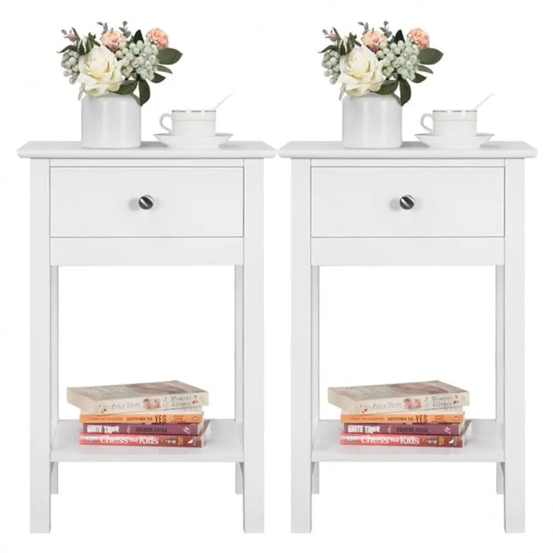 2PCS High Quality Bedside End Table Storage Cabinet by Yaheetech