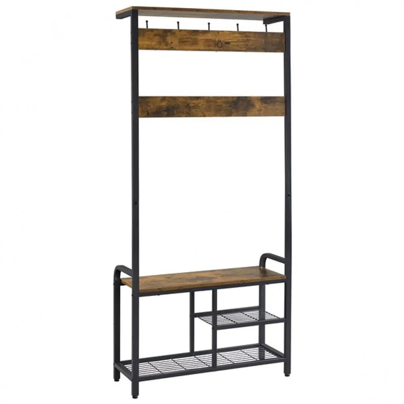 72” H Multifunctional Hall Tree with Bench &amp; Shoe Storage by Yaheetech