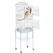 Rolling Metal Bird Cage with Detachable Stand Toys Included by Yaheetech