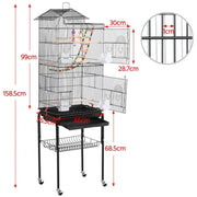 Rolling Metal Bird Cage with Detachable Stand by Yaheetech