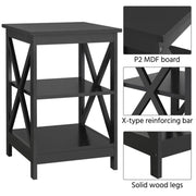 3 Tier Wood X Shape Bedside End Table Storage Cabinet Night Stand by Yaheetech