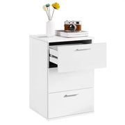 Side Table 3 Drawers End Table Chest Dresser Metal Handles Cabinet White by Yaheetech