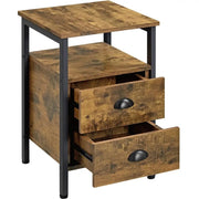 1 Pair Side Table with 2 Drawers by Yaheetech