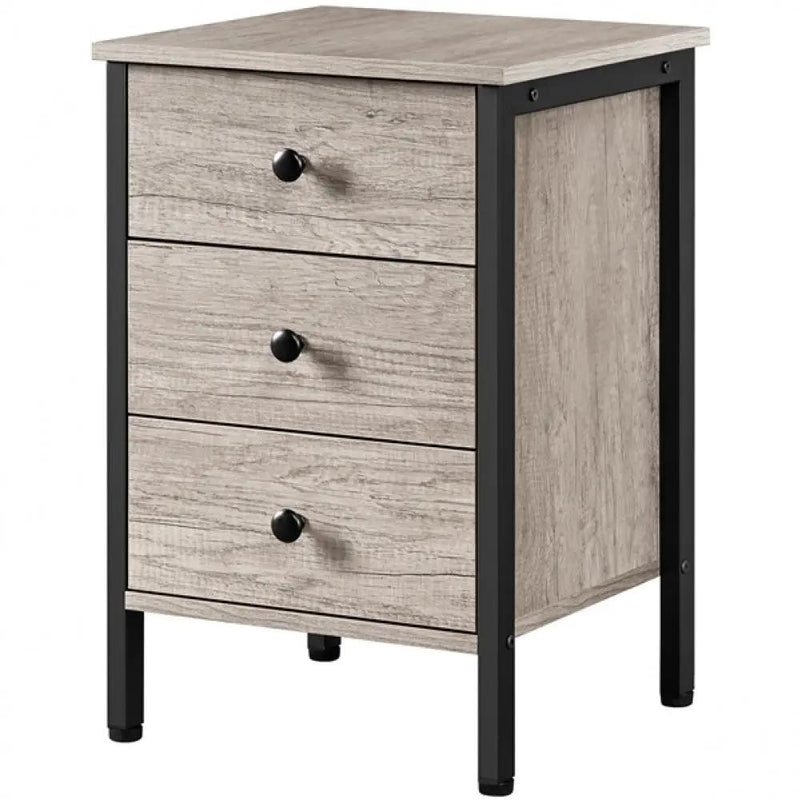3 Drawer Nightstand Storage Nightstand Metal Frame Dresser Organizer by Yaheetech