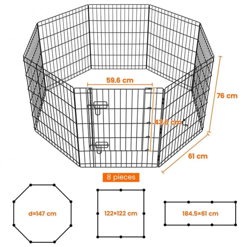 Foldable Metal Dog Exercise Pen Dog Pen by Yaheetech