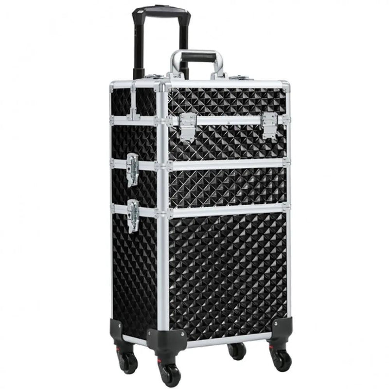 3-in-1 Rolling Makeup Train Case Portable Cosmetic Trolley by Yaheetech