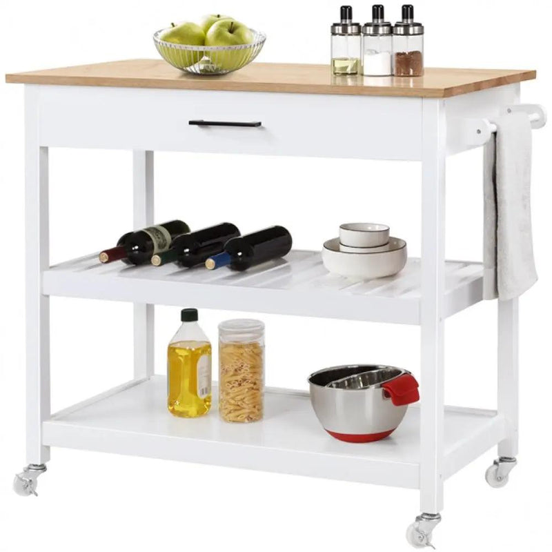 Kitchen Island Cart on Wheels 40’’ W Minimalist Kitchen Cart by Yaheetech