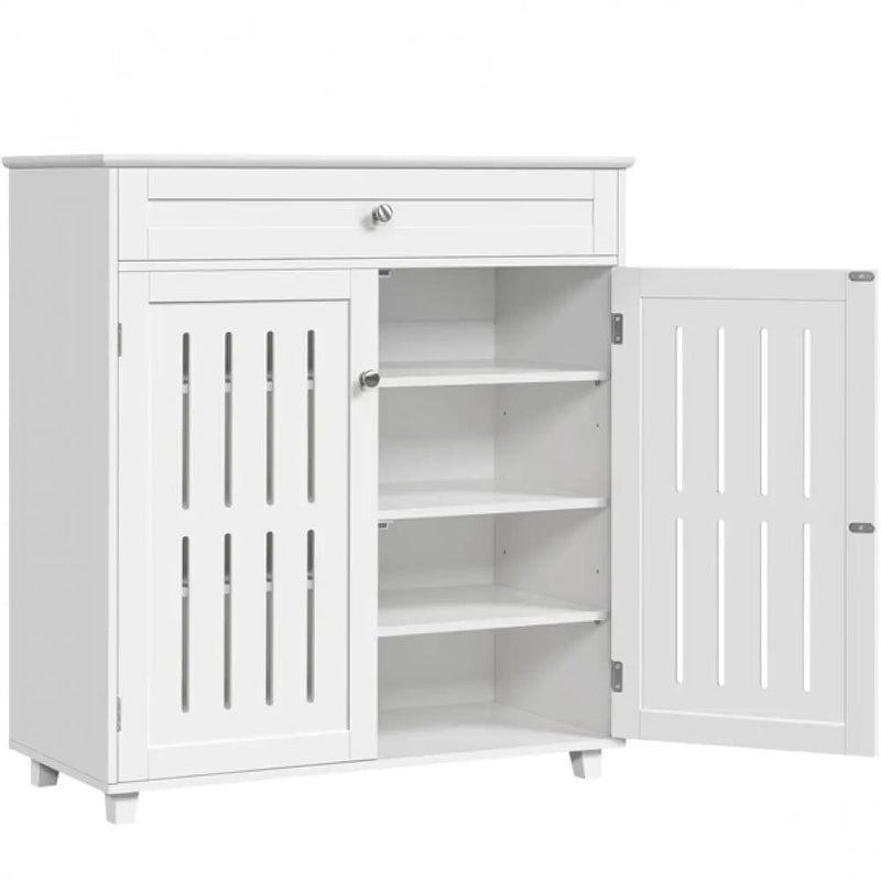 4 Tier Shoe Storage Cabinet 1 Drawer Closed Adjustable Shoes Rack by Yaheetech