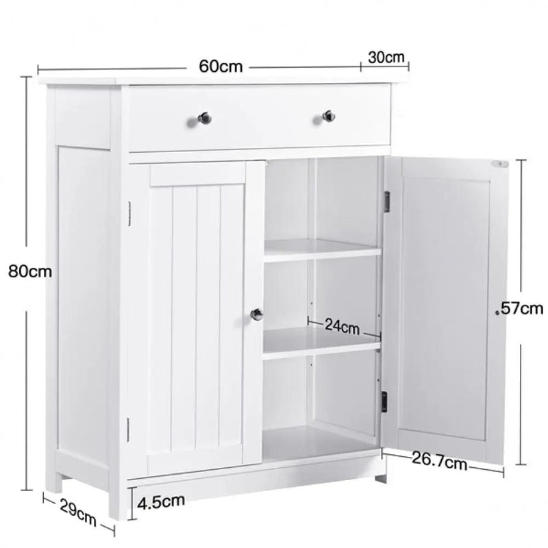 Free-Standing Bathroom Cabinet Storage Cabinet with 1 Drawer 2 Doors by Yaheetech