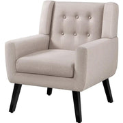 Button Tufted Armchair with Solid Wood Legs by Yaheetech