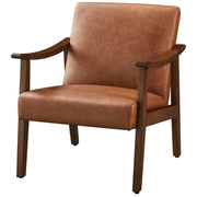 Mid-Century Modern Faux Leather Armchairs with Solid Wood Frame Accent Chair by Yaheetech