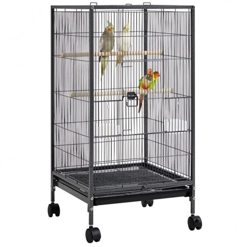 40-Inch H Wrought Iron Bird Cage with Rolling Stand by Yaheetech