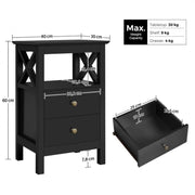 Bedside Table with 2 Drawer 1 Shelf Storage Cabinet Sofa Side Table by Yaheetech