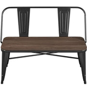 Industrial Metal Dining Bench with Wooden Top for Patio Kitchen by Yaheetech