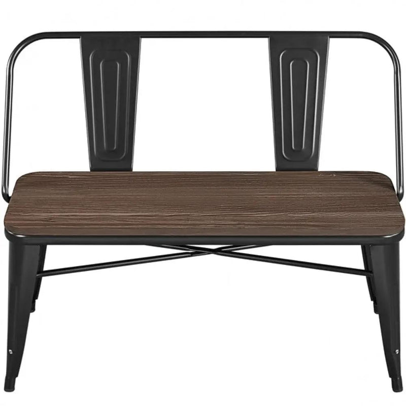 Industrial Metal Dining Bench with Wooden Top for Patio Kitchen by Yaheetech