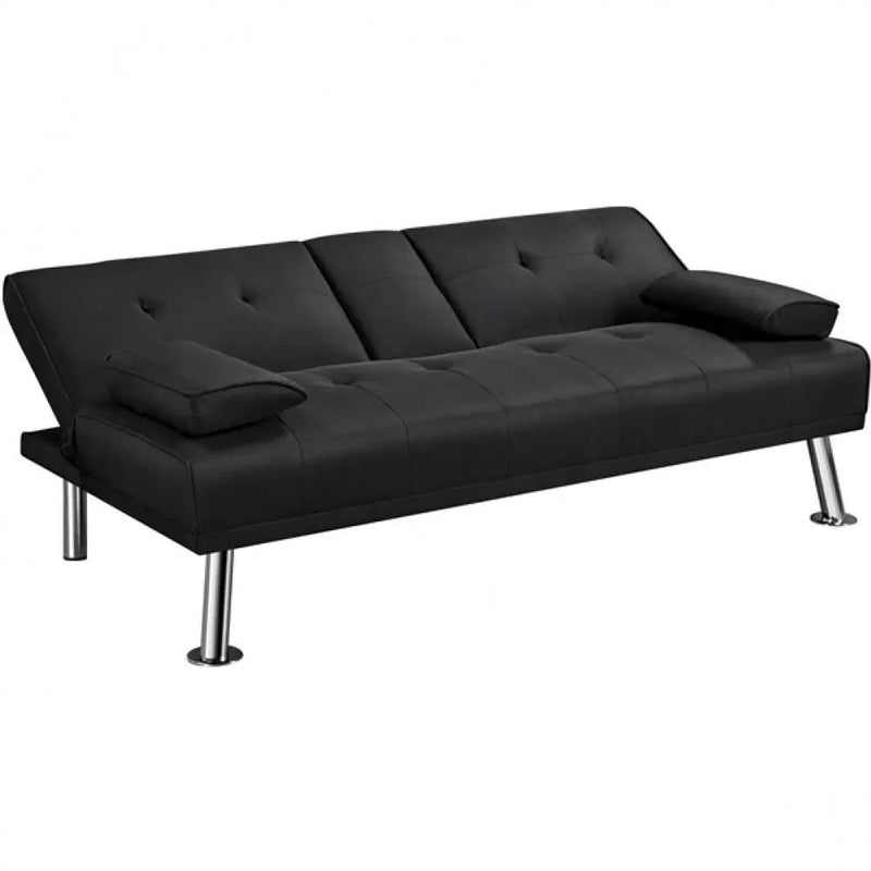 Fabric Upholstered Convertible Futon Sofa Bed by Yaheetech